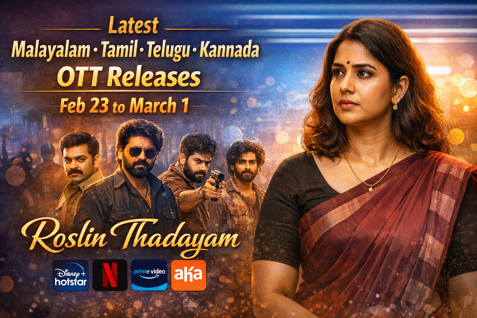 Latest Malayalam Tamil Telugu Kannada OTT Releases Feb 23 to March 1 Roslin Thadayam