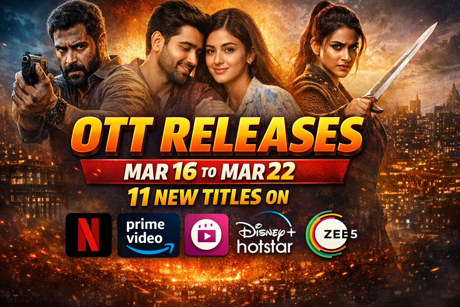 OTT Releases Mar 16 to Mar 22 11 New Titles on Netflix Prime JioHotstar ZEE5