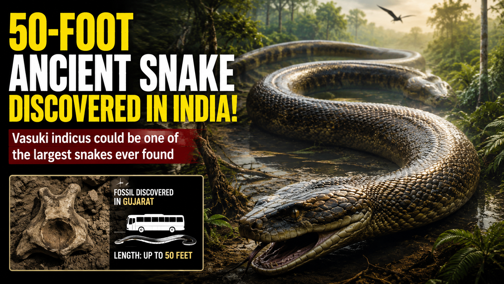50-Foot Ancient Snake Discovered in India? All About Vasuki Indicus, One of the Largest Snakes Ever Found