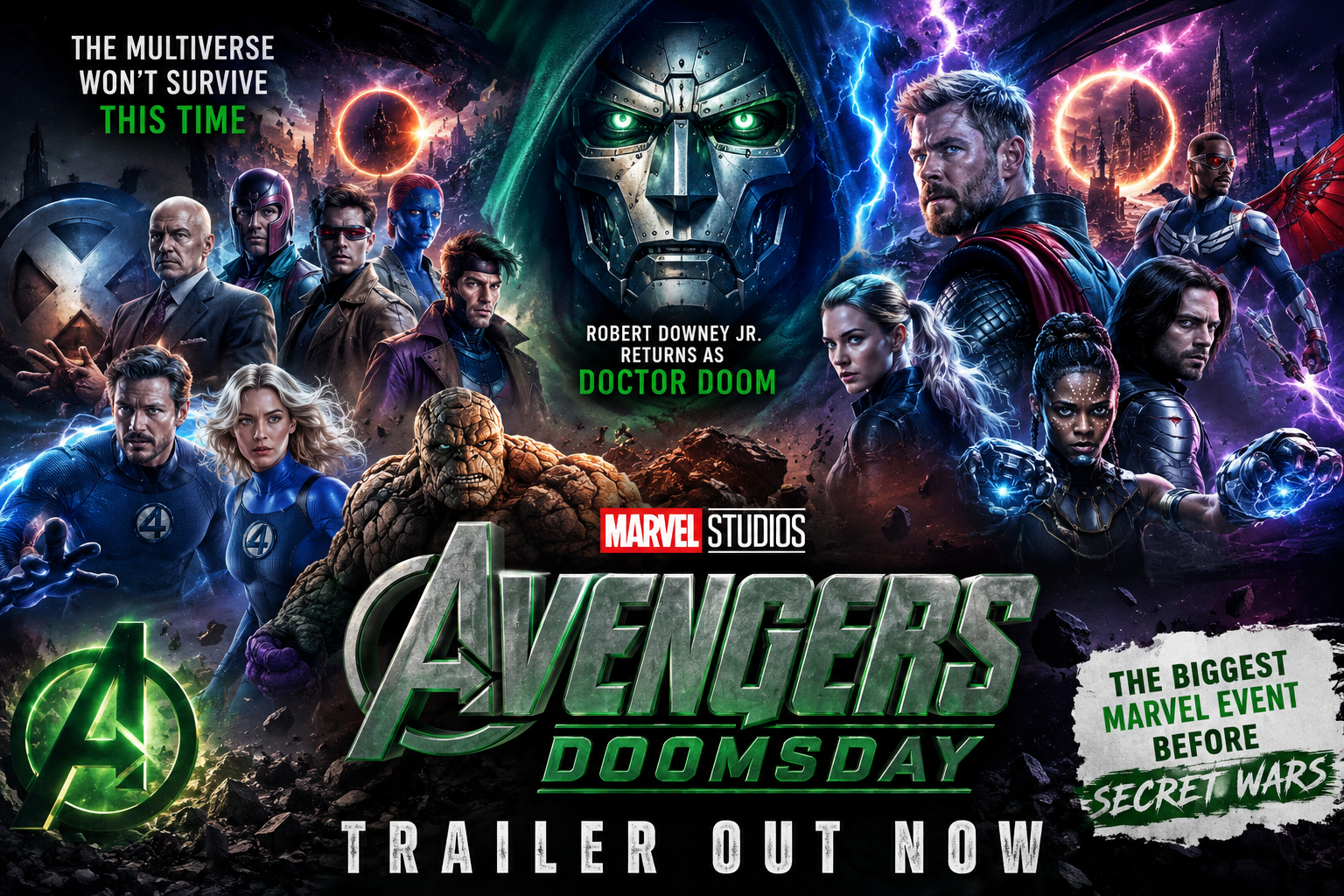 Avengers Doomsday trailer featuring Doctor Doom, Thor, X-Men and Marvel multiverse battle